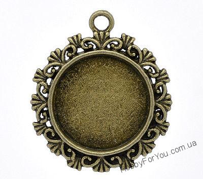 Основа под кабошон, камею, Круг, бронза, 34*30 мм - R0627
