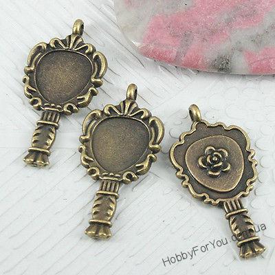 Подвеска Зеркало с ручкой, бронза, 14*28 мм, R0651