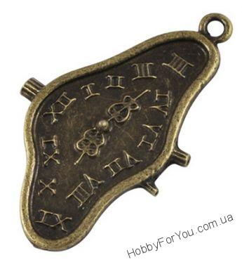 Подвеска Часы деформация большие,бронза, 42*25 мм, R0673