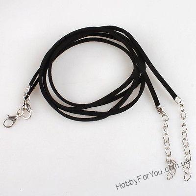 Готовая основа под кулон Вельвет, PU, черный, 46 см, R0916
