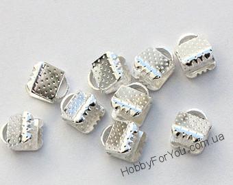 Зажим для ленты, серебро, металл, 6 мм., R11030