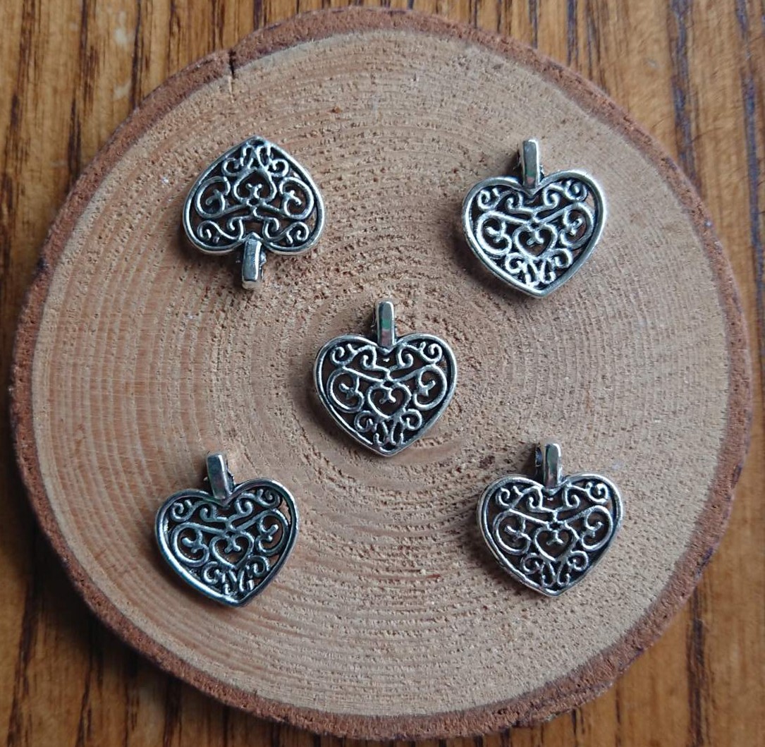 Подвеска Сердце Ажурное, металл, серебро, 17*15 мм, R13841