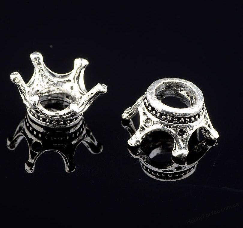Мини Корона, металл, серебро, 6*15 мм, R1435