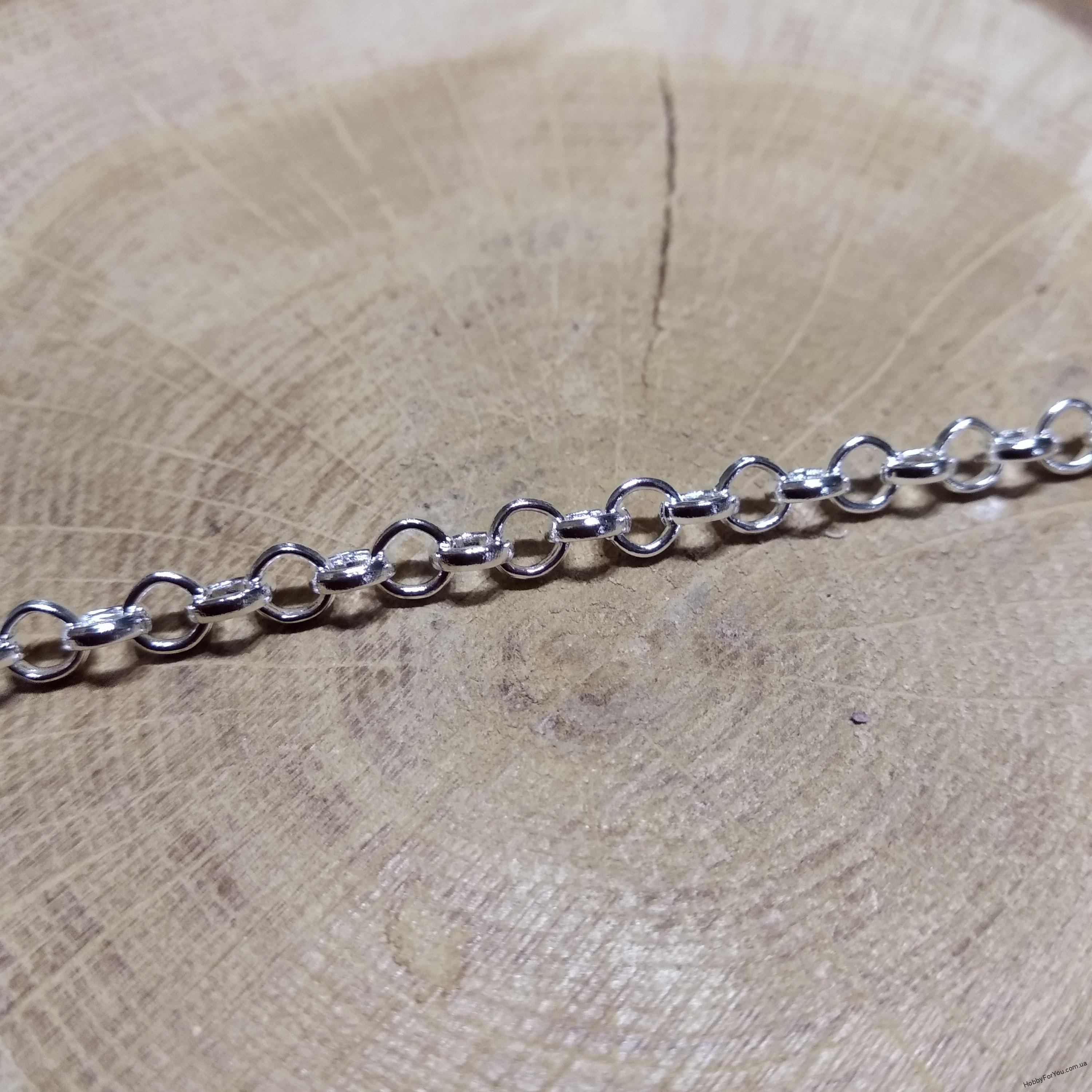 Цепочка Гладкое кольцо, серебро, 50 см., звено 3*3 мм R1602