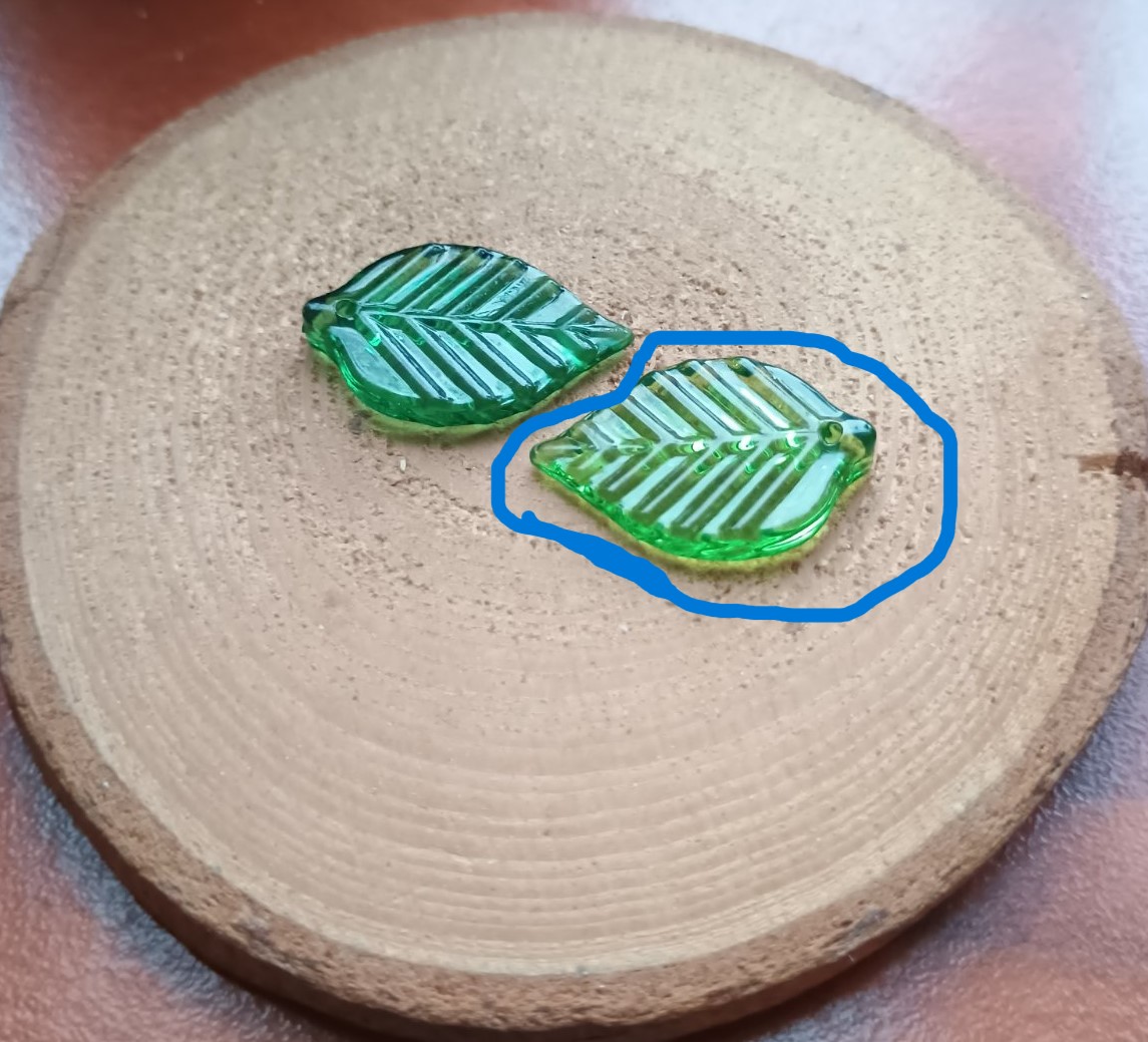 Підвіска Лист 3, лемпворк, скло, 22х14 мм, R19161