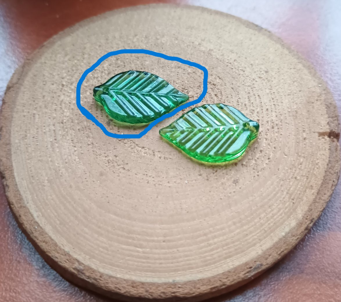 Підвіска Лист 3, лемпворк, скло, 22х14 мм, R19162