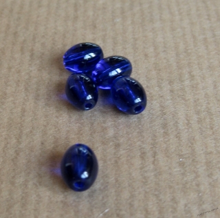 Бусина чешское стекло, синяя, Овал, 8*6 мм, R10146