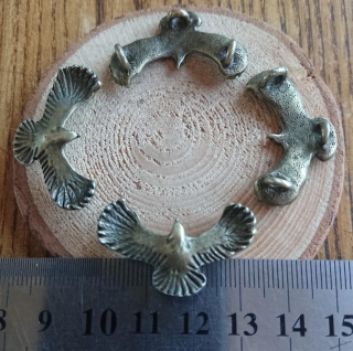 Коннектор Птица Орел, серебро, металл, 34х20 мм., R18291