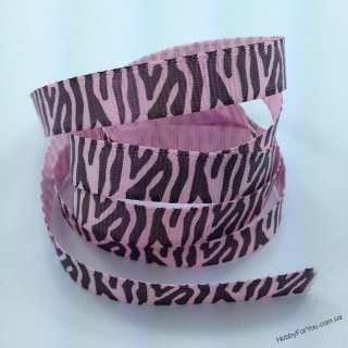 Лента зебра, розовая,  9 мм - R00713