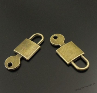 Подвеска Ключ в замке, бронза, 25*9 мм - R0603