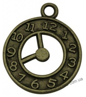 Подвеска Часы Прозрачные,бронза, 18 мм, R0671