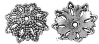 Обниматель Цветок черненный, ант. серебро, 15 мм,  R0687