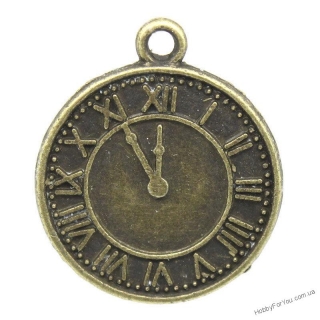 Подвеска Часы римские,  бронза, 21*18мм, R0707