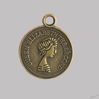 Подвеска Монета Елизаветта 2, бронза, 18*22 мм, R0728