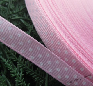 Лента репс розовый горох 9 мм- R0113