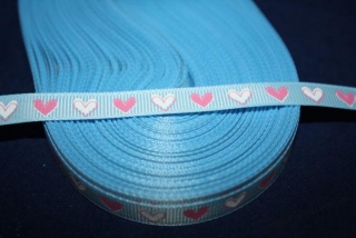 Лента репс голубой сердце 9 мм- R0135