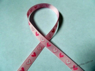 Лента репс розовый сердце 9 мм- R0139