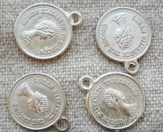 Подвеска Монета 2 Елизавета II, серебро, 17*13 мм, R0979
