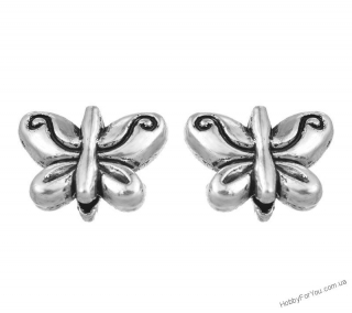 Бусина Бабочка, серебро, металл, 10*8 мм., R1072