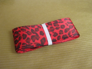 Лента репс красный леопард 25 мм- R01412