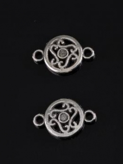 Коннектор Узор в круге, металл, серебро, 19*12 мм, R12140