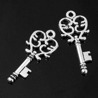 Подвеска Ключ 28, металл, серебро, 33*14 мм, R13641