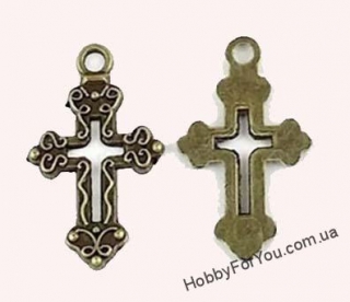 Крест с полостью внутри, металл, бронза, 26*15 мм, R1403