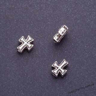 Бусина Крест 3, металл, серебро, 10*8 мм, R1485