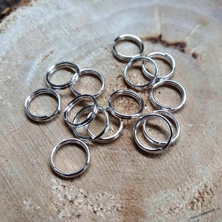 Колечки соединительные, двойные, металл, серебро, 8 мм, R1503