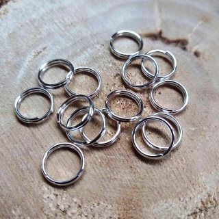 Колечки соединительные, двойные, металл, серебро, 10 мм, R1502