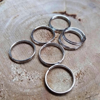 Колечки соединительные, двойные, металл, серебро, 12 мм, R1501