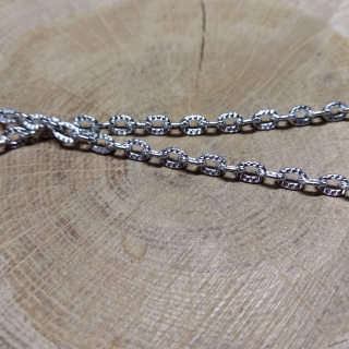 Цепочка Ребристый овал, серебро, 50 см., звено 4*3 мм R1603