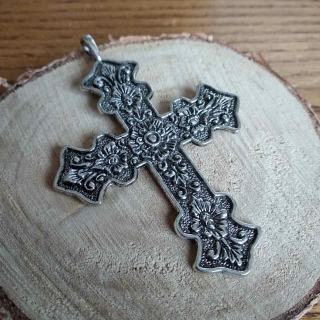 Подвеска Крест цветочный (Згарда) 17, металл, серебро, 74*51 мм., R1761