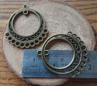 Коннектор Этно круг крупный, 11 нитей, бронза, металл, 47*34 мм., R17920