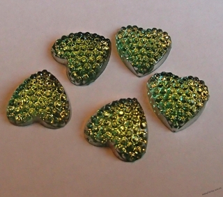 Декор сердце горошек Зеленый,  R01676