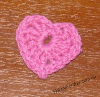 Вязаное сердечко, розовое - D0027