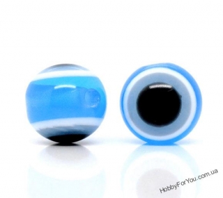 Бусинки-глазки, голубые, 10 мм  - R02943