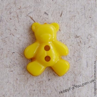 Пуговица Мишка, желтый -  R03294